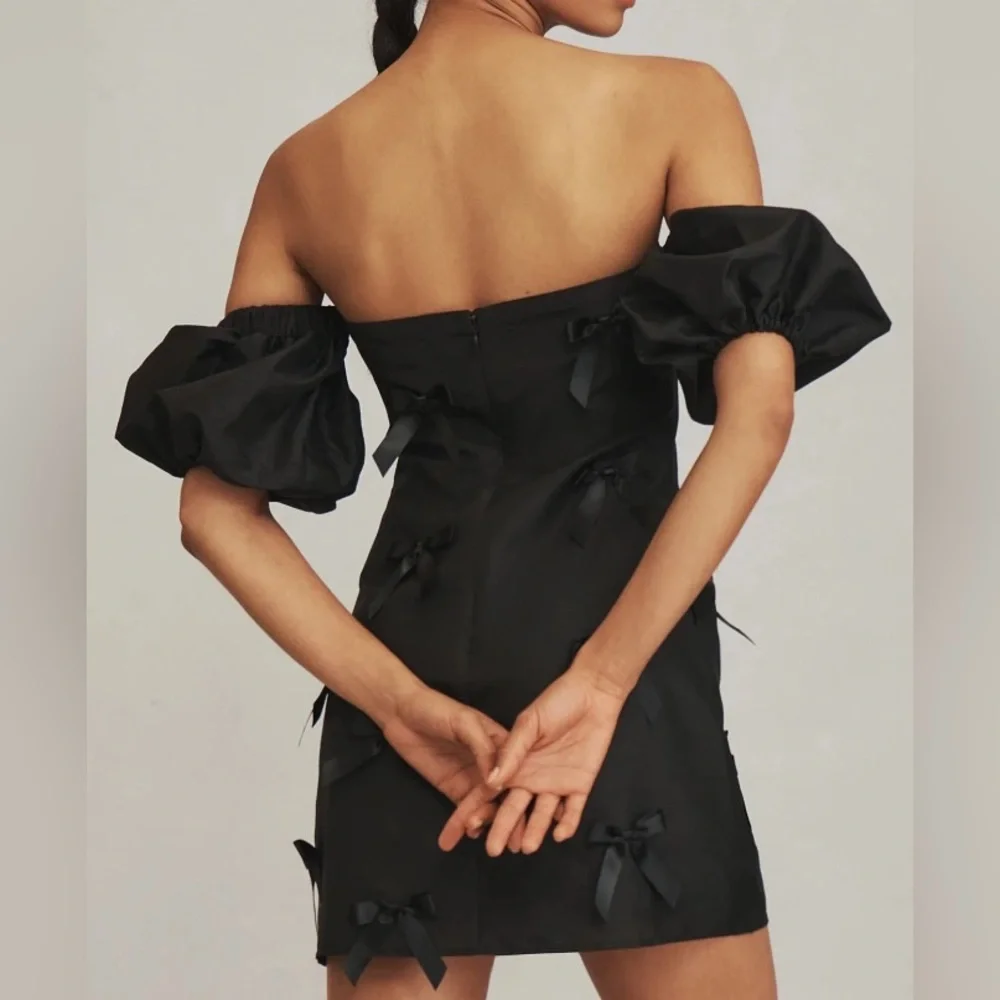Anthropologie Hutch Off-The-Shoulder Bow Puff Sleeve Mini Dress - Picture 5 of 11